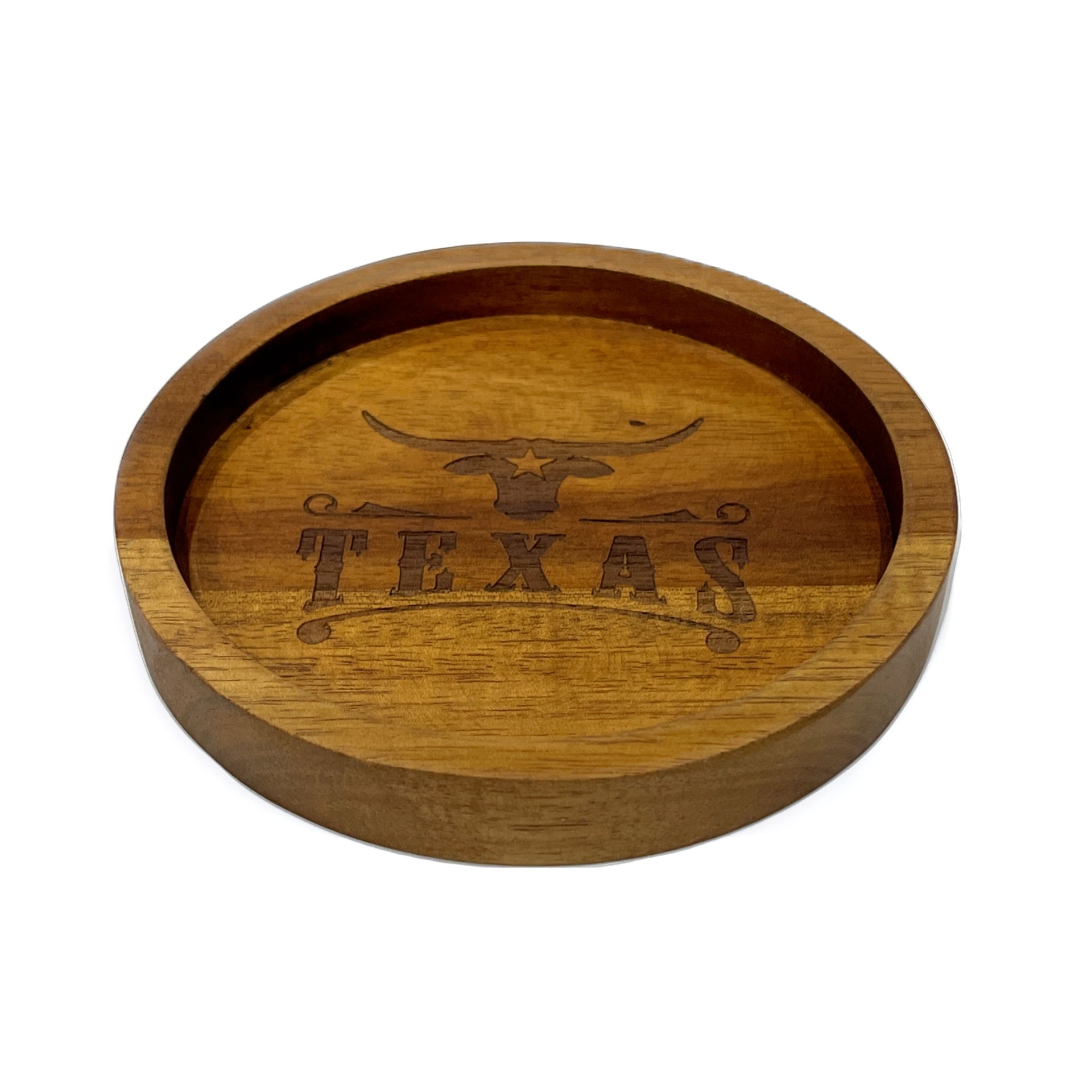 Acacia Wood Bottle Coaster - Texas Longhorn Brand