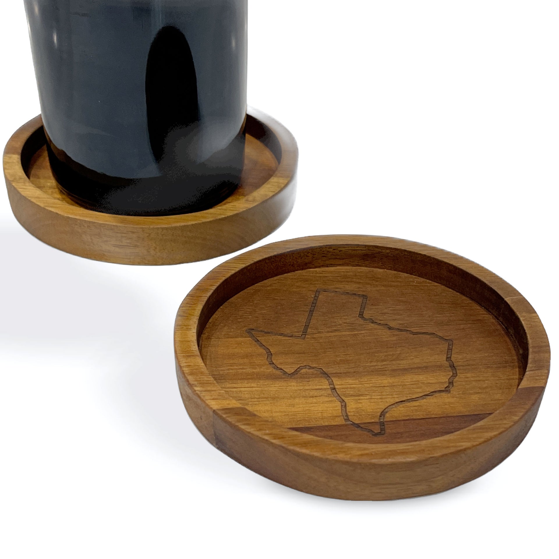 Acacia Wood Bottle Coaster - Texas State Map Outline