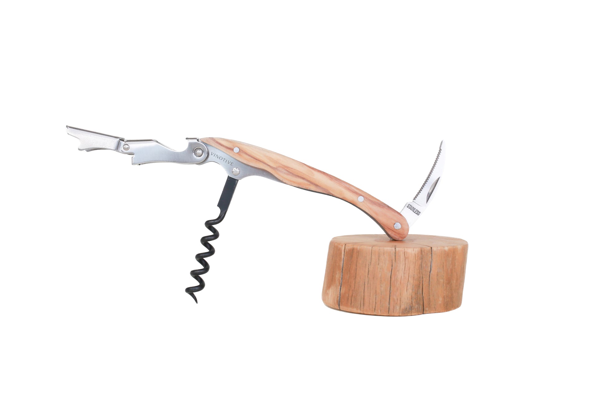 Vincere Olive Wood Handle Waiters Corkscrew