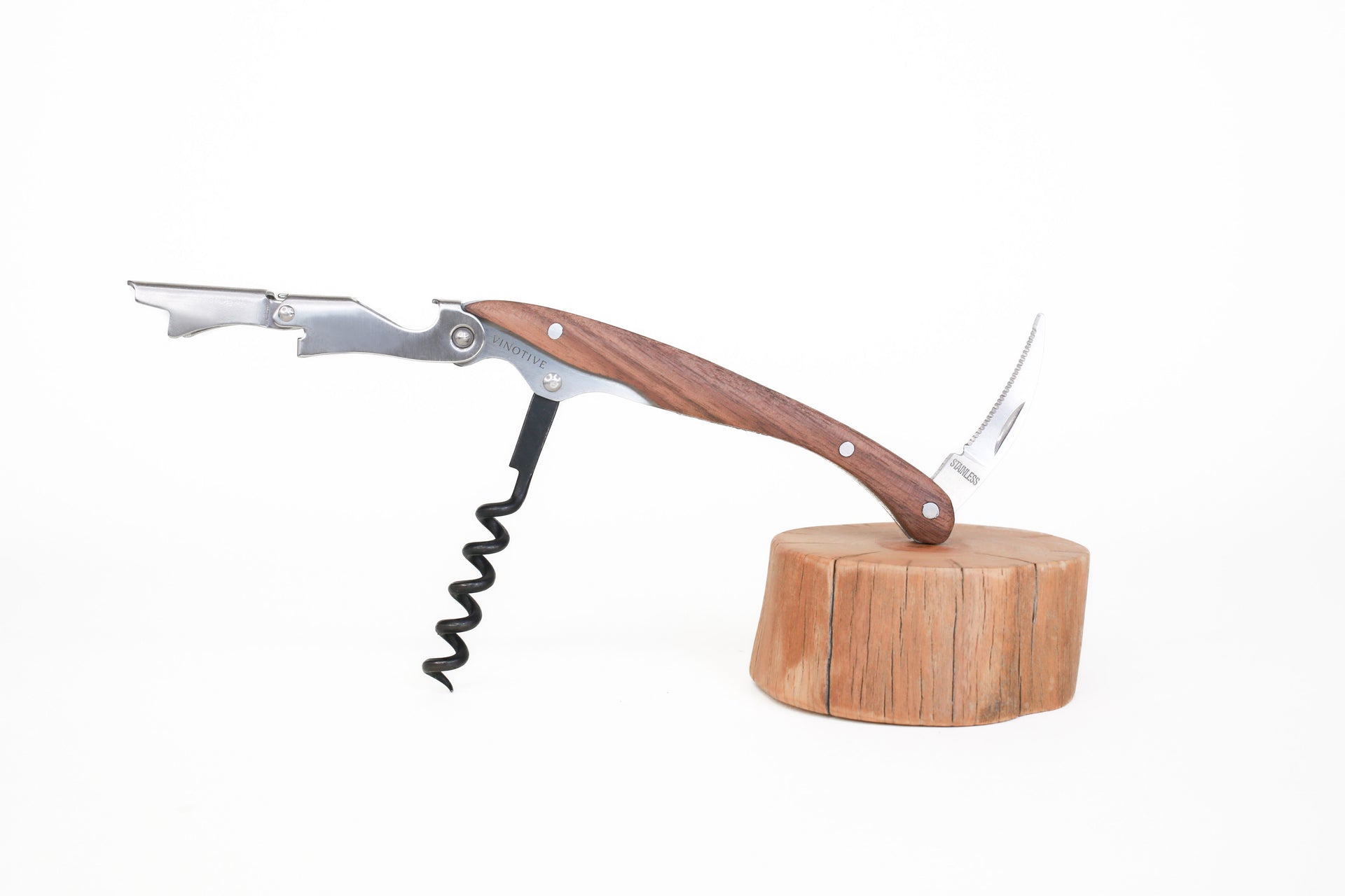 Vincere Walnut Wood Handle Waiters Corkscrew