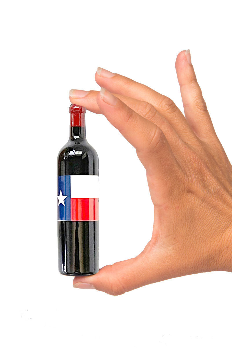 Texas State Flag Custom Miniature Red Wine Bottle Magnet