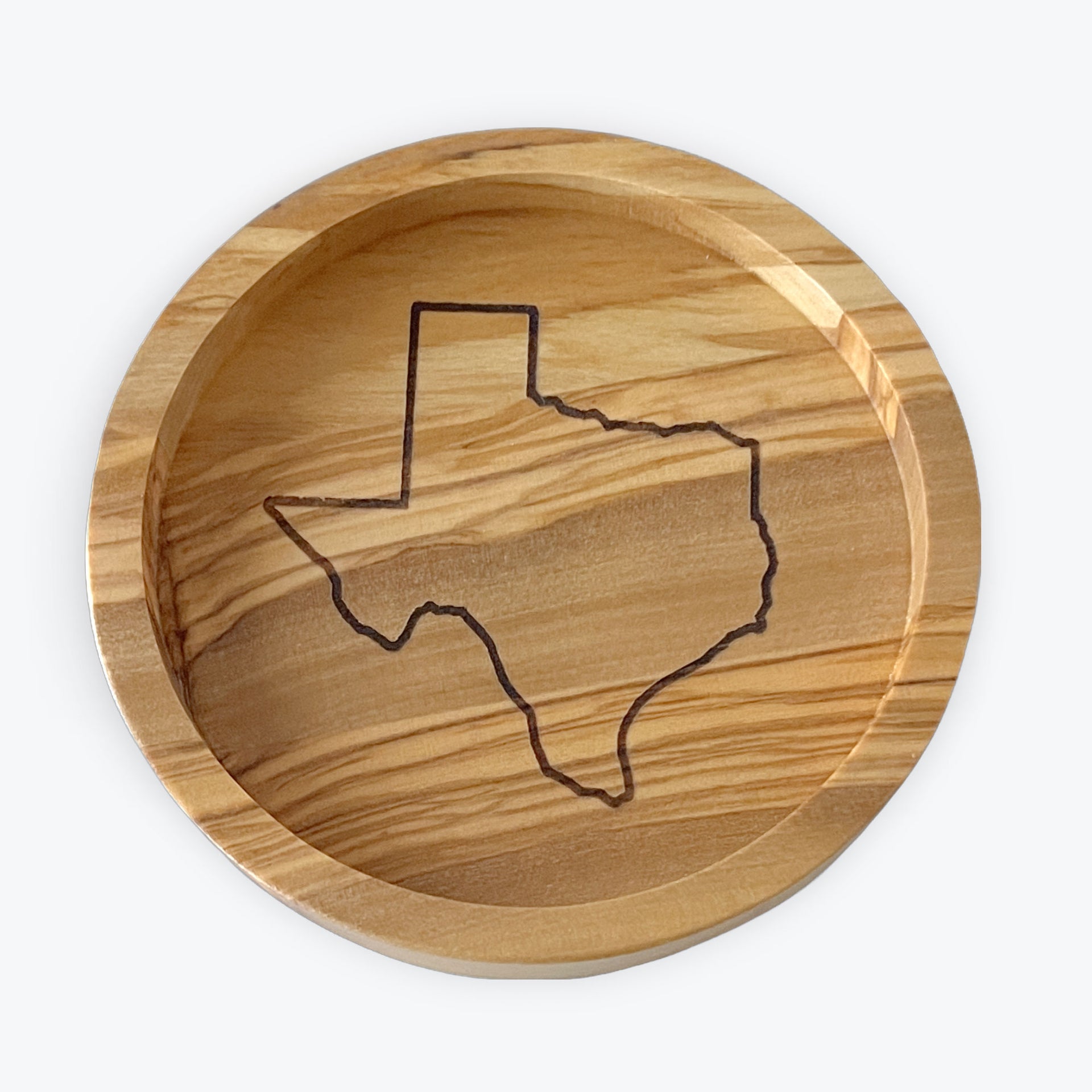 Olive Wood Bottle Coaster - Texas State Map Outline